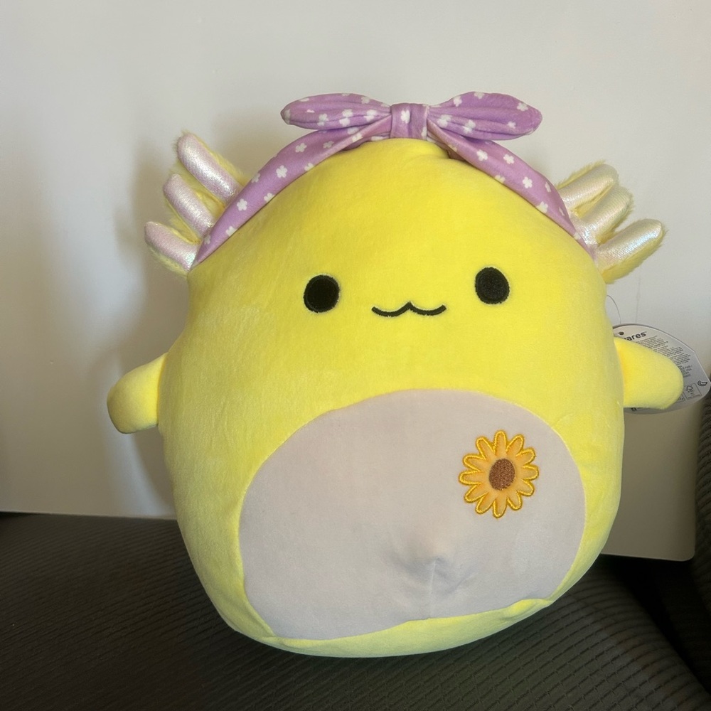 Yellow Plush Toy with Purple Bow